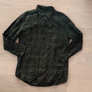 Uniqlo Olive Plaid Button-Down Shirt
